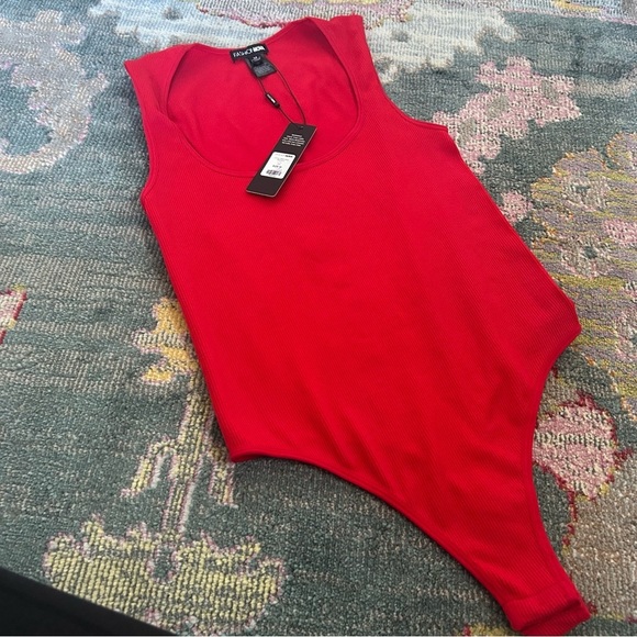 Fashion Nova Tops - Red Ribbed Bodysuit NWT size M